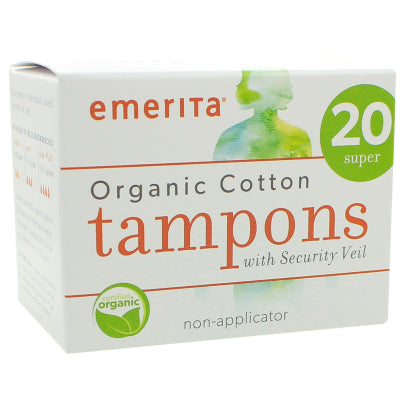 Organic Cotton Non-Applicator Tampons Super 20 count