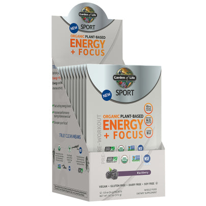SPORT Organic Pre-Workout Energy + Focus Blackberry 12 Packets