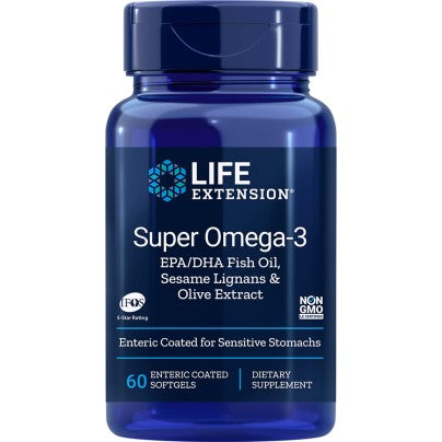 Super Omega-3 EPA/DHA w Sesame Lignans & Olive Ext EC 60 Softgels