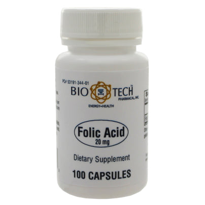 Folic Acid 20mg 100 capsules