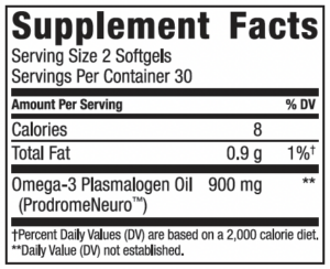 ProdromeNeuro Plasmalogen Softgel Supplement 30 day supply (60 softgels)