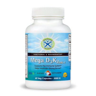 Vitamin D3K2 MK7 Mega 5,000 IU 180mcg 60 capsules