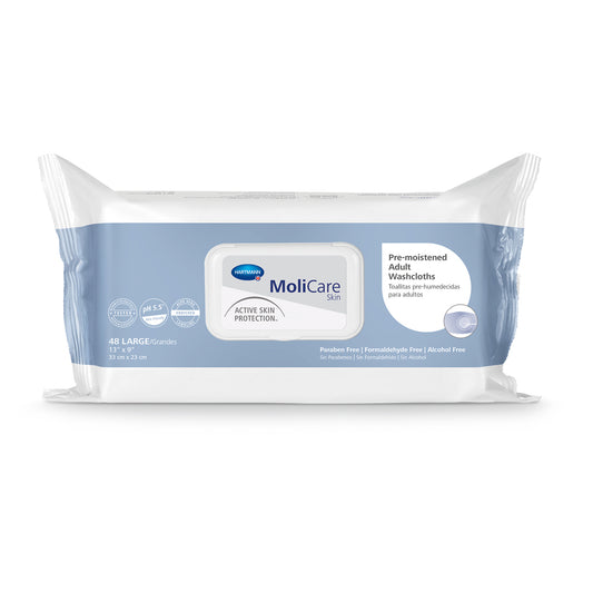 Molicare Skin Pre-Moistened Adult Cleansing Wash Cloths 9" X 13'' 48/Bag 1 PK