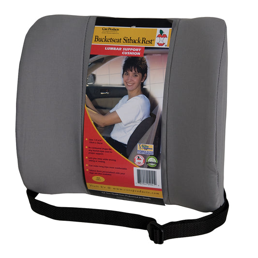 Bucketseat Sit Back Rest 13" X 14" Auto Lumbar Support Contoured Seat ;Black 1 EA