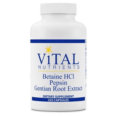 Betaine HCL Pepsin and Gentian Root Extract 225 capsules