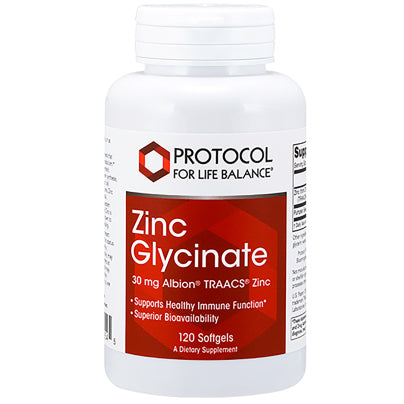 Zinc Glycinate 30mg Albion TRACCS Zinc 120 Softgels