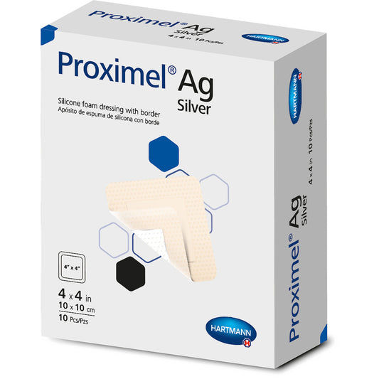 Proximel Ag Silicone Dressing W/ Border 4" X 4" 10/Box 1 BX